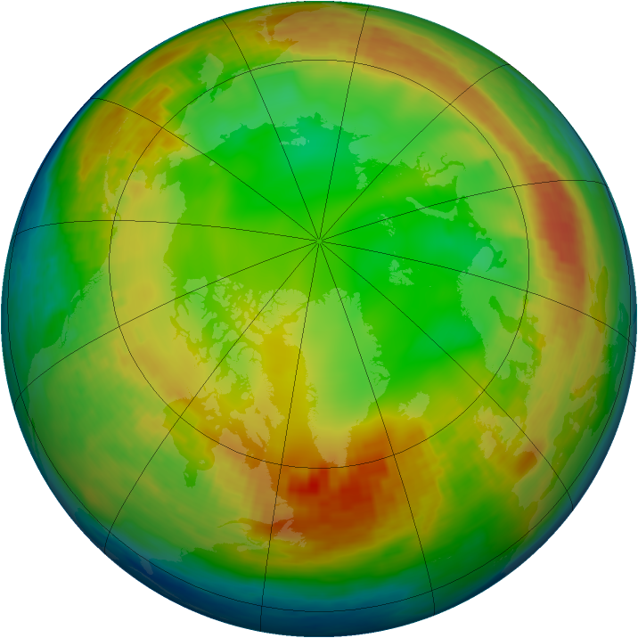 Arctic ozone map for 15 January 1991
